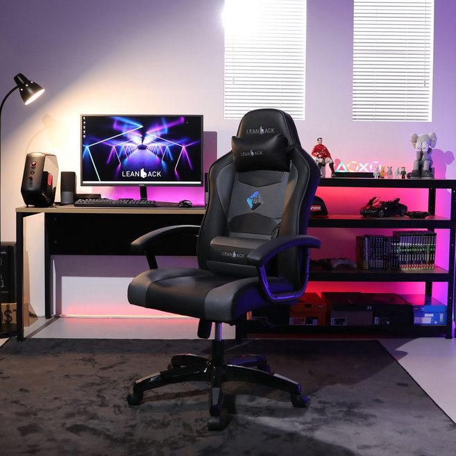 린백 LB51G 컴퓨터 PC방 학생 책상 높이조절 팔걸이 게이밍 의자, 그레이