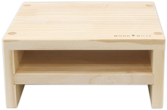 우드밀리 소나무 원목 모니터 받침대 듀얼용 보조 1단, 1개, 소나무보조2단