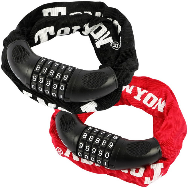 토니온 5단 강철체인 자전거번호키, 레드, 1개