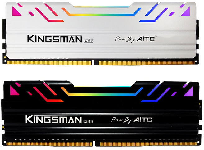 AITC 艾格 KINGSMAN RGB 電競雙通道 DDR4 32GB(16Gx2) 3600MHz 桌上型電腦記憶體, 白色+黑色