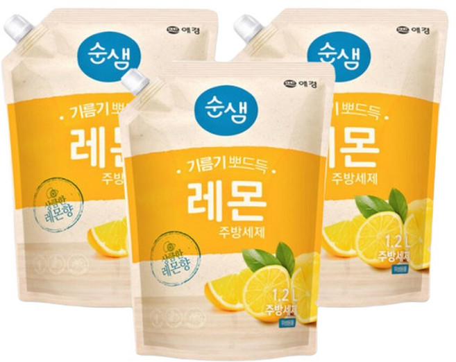 애경 순샘 주방세제 레몬 1.2L x 3개 용량 변경 1L