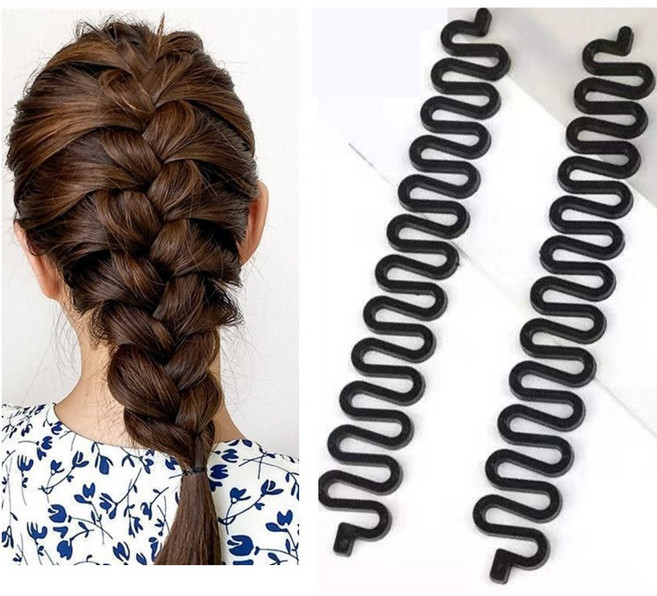 헤어브레이더 머리땋기 도구 집에서 땋는 머리 셀프 헤어스타일링, 2개, 검정