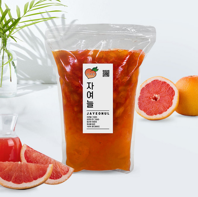 자여늘 자몽청(알갱이) 1kg 수제청 과일청 에이드 카페 대용량 자일로스당, 1개, 1개입