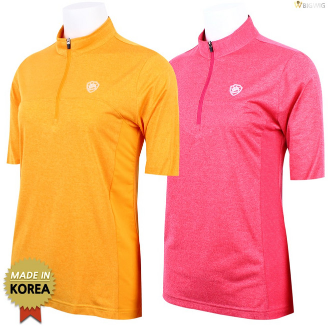 [더빅보스] WD 805 여성 반팔 집업티 _ 국산 반 집업 티셔츠 등산복 아웃도어 외출복 일상복