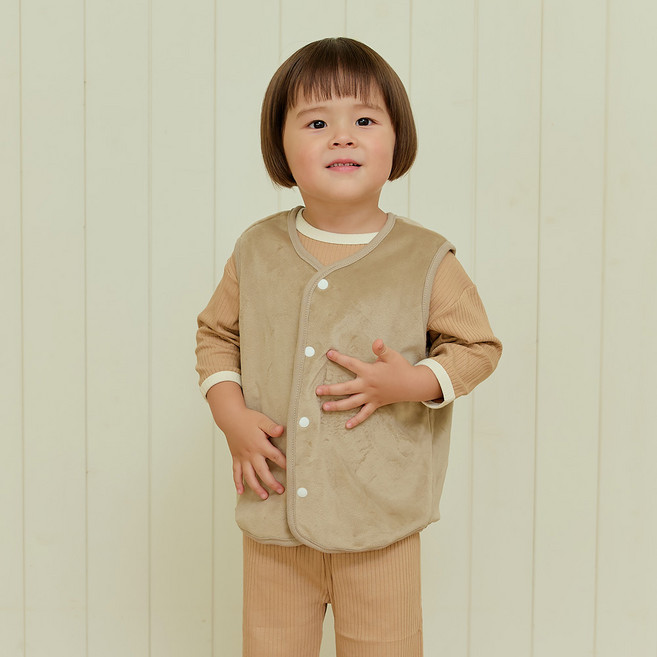 키키스토리 아기수면조끼 유아 아동 가을 겨울 벨로아 반조끼 골지 실내복 잠옷