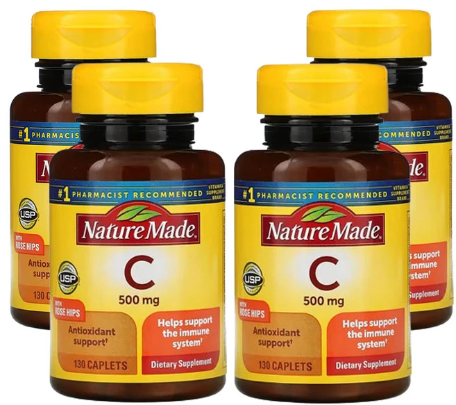 네춰메이드 로즈힙 함유 비타민 C 타임 릴리스 500mg 130정 4팩 - 쿠팡