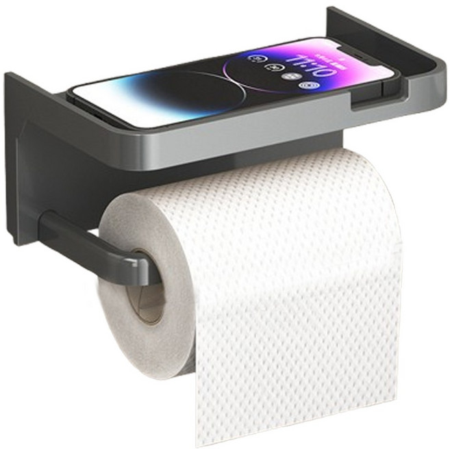 끌레르비 무타공 핸드폰 거치 휴지걸이, 그레이, 1개