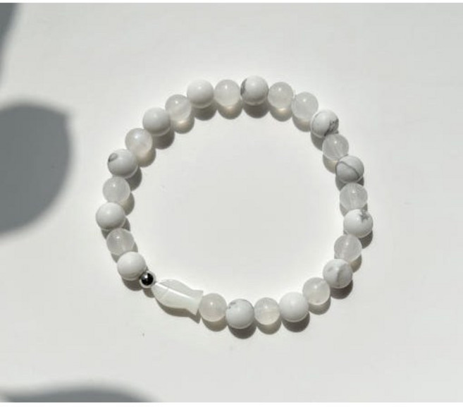운명의돌 백송석 백옥팔찌 물고기 천연원석 풍요 행운 탄생석 원석팔찌 파워스톤 소원성취 행운팔찌