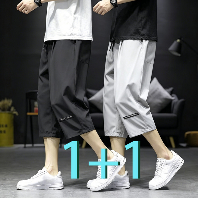 7위 - 1+1남자 냉감 통기성 데일리 심플 운동 바지 컴포트 기능성 빅사이즈반바지