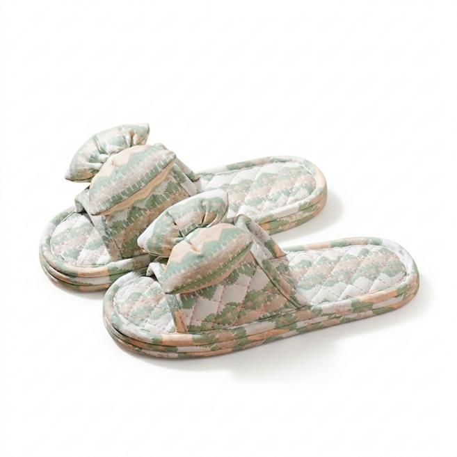 프리미엄 100%순면 3중 쿠션 슬리퍼 푹신한 층간소음방지 특수 실리콘 미끄럼방지 거실화 실내화, 1개, 올리브그린