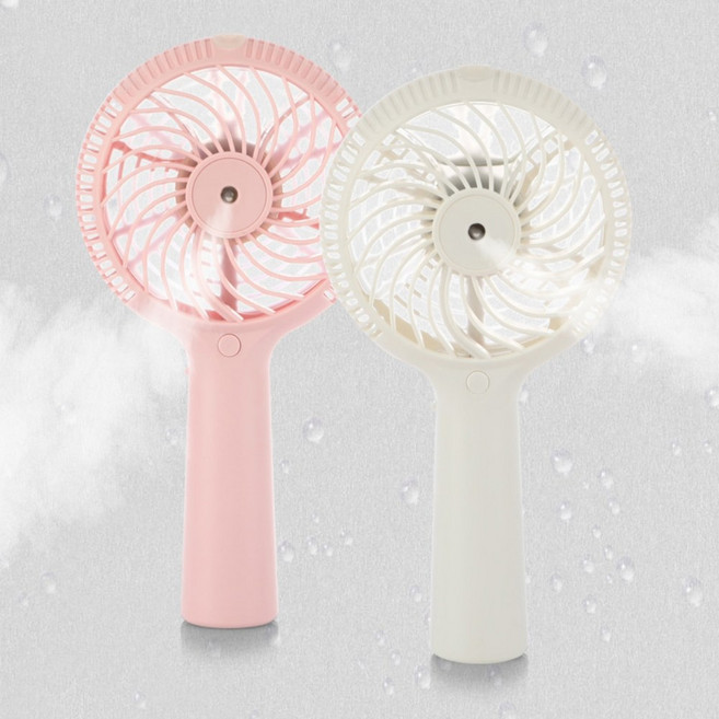 시원함이 2배 미스트 분사 휴대용 충전식 무선 핸디형 미니 선풍기, 핑크