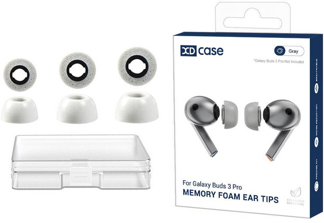 XDcase 삼성 갤럭시 버즈3 프로용 3쌍 교체용 메모리 폼 이어팁 S/M/L 사이즈, 1세트, 검정