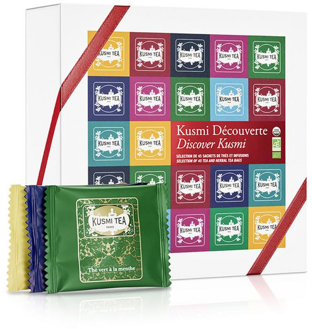 쿠스미 허브 선물 세트 샘플러 구색 버라이어티 박스 남녀를 위한 아이디어 카페인 없는 히비스커스 카모마일 루이 9가지 레시피 45가지 티백, Discover Kusmi