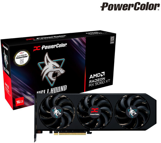 [파워칼라] PowerColor 라데온 RX 9060 XT Hellhound OC D6 16GB 대원씨티에스