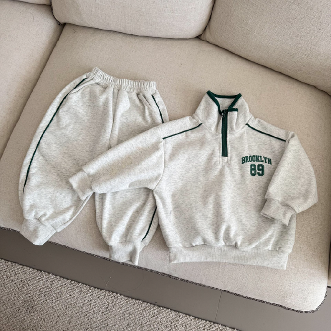 브루클린하프집업상하세트 키즈 유아동 트레이닝 데일리 체육복 편한 운동복