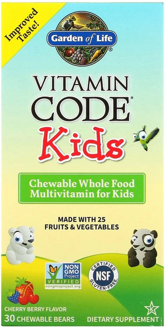 건강챙기세요 Garden of Life Vitamin Code 어린이용 츄어블 천연 식품 종합비타민 체리 베리 곰 모양 츄어블 30정 백살까지오래오래, GardenofLifeVitaminCode어린이용츄어블, 1개 - 쿠팡