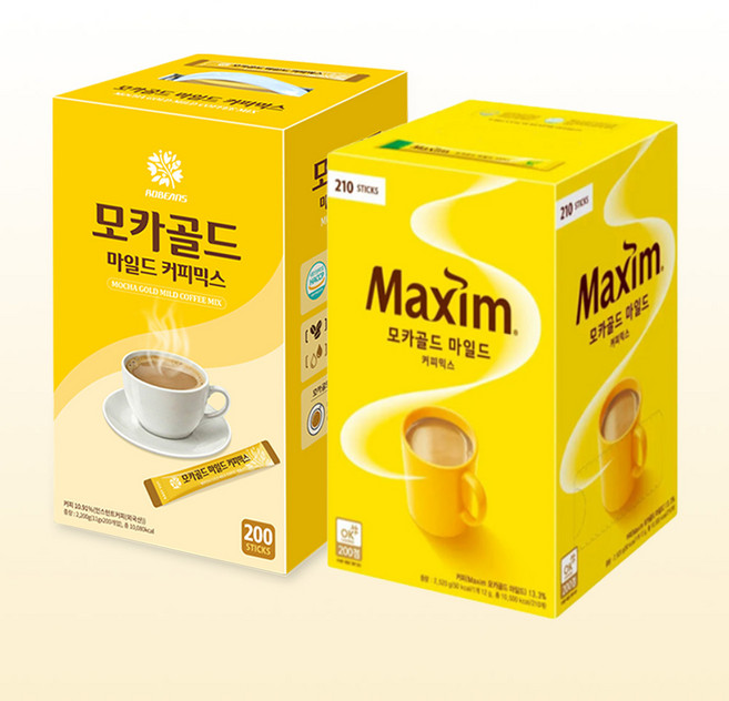 맥심 모카골드 마일드 210T + 로빈스 모카골드 마일드 200T / 커피믹스, 11.5g