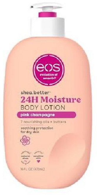 eos 시어버터 바디로션 24시간 수분 스킨케어 경량 비건 16온스, 핑크 샴페인, 16 Fl Oz (1 팩), 1개, 0.473l