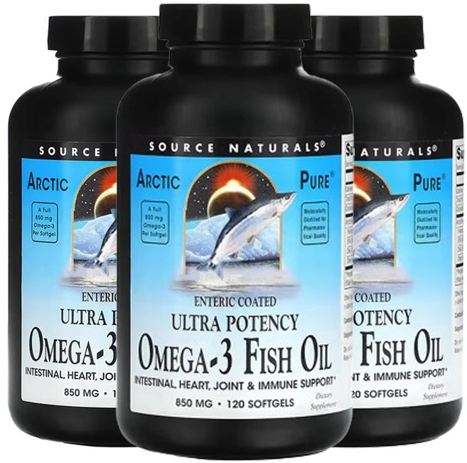 소스네츄럴스 아틱 퓨어 울트라 포턴시 오메가-3 생선 오일 850mg 120 소프트젤, 3개, 120정 - 쿠팡