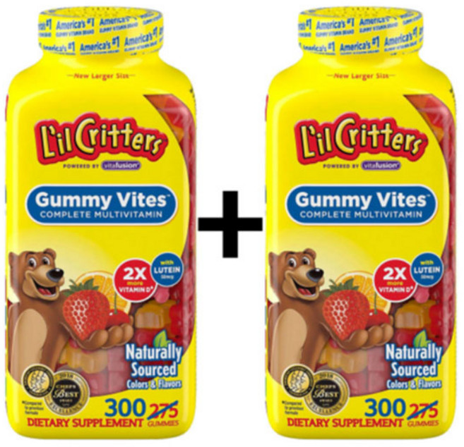 Lil Critters 릴크리터스 구미 바이트 멀티비타민 300 2병, 300정, 2개