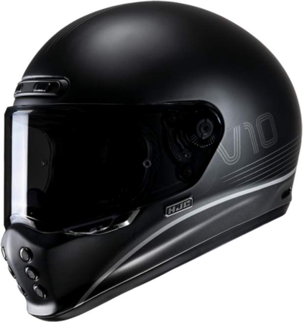 HJC V10 TAMI MC5SF 무광블랙 바탕에 그레이 라인 브이일공 홍진 클래식 레트로 빈티지 가성비 풀페이스 헬멧 하이바 홍진, M