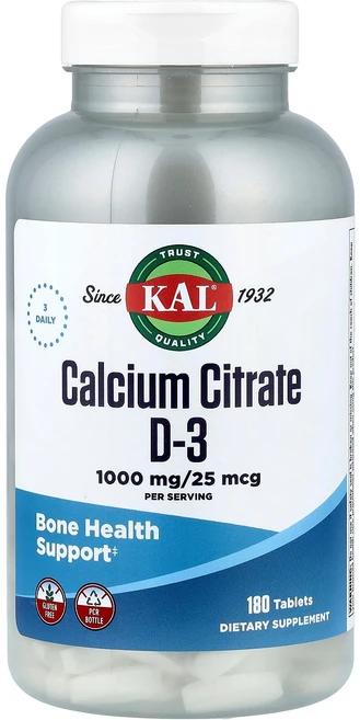 KAL 구연산 칼슘 D-3 180정 KAL (칼), 1개 - 쿠팡