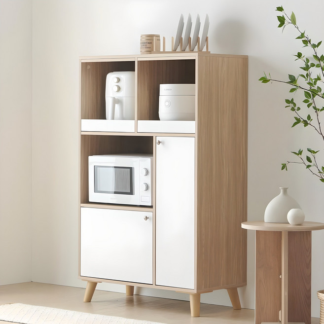 퍼니하우스 루카스 800 주방수납장 부엌 밥솥 에어프라이어 오븐 전자렌지대 밥통 선반, 오크화이트