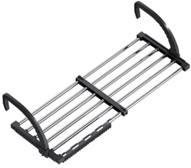 리빙백 베란다 창틀 미니 건조대 사각 그레이 대, 2개, 블랙(확장51~90cm)