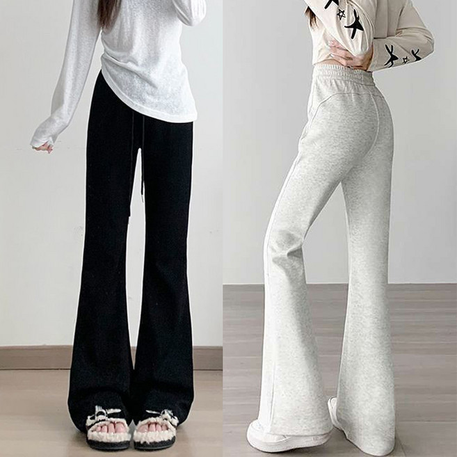 JUSTFEELING 허리밴딩 운동바지 루즈핏 여성 트레이닝 나팔바지 편하게 와이드 하이웨스트 런닝바지