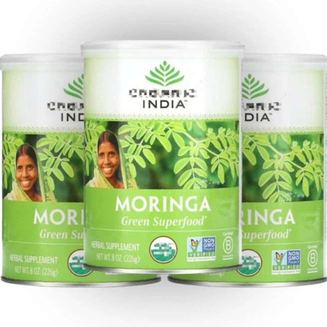 Organic India 모링가 그린 슈퍼 푸드 226g(8oz), 3개 - 쿠팡