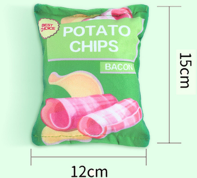 宠物响纸玩具狗狗玩具宠物发声毛绒玩具水果薯片扑克耐咬磨牙用品, 1개, 薯片-绿色