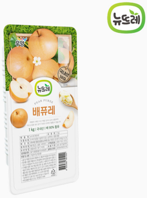 뉴뜨레 냉동 배 퓨레 국내산, 1개, 1kg