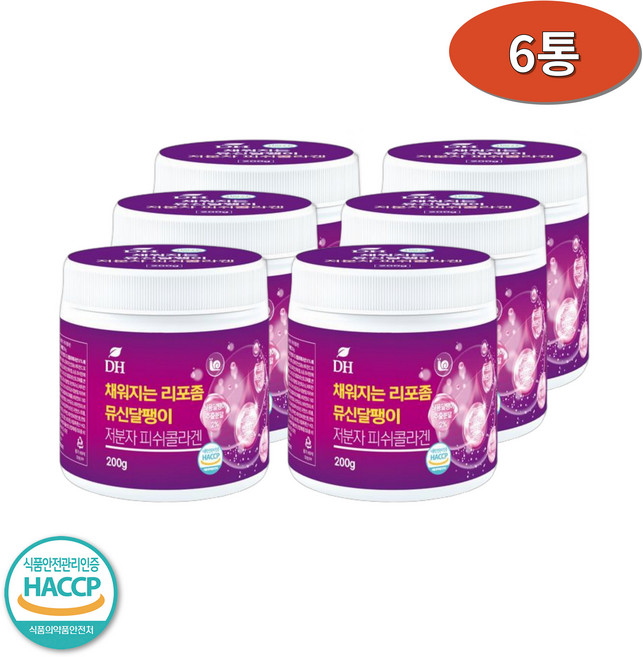 DH 채워지는 리포좀 뮤신달팽이 저분자피쉬콜라겐분말 200gx6병, 6개, 200g