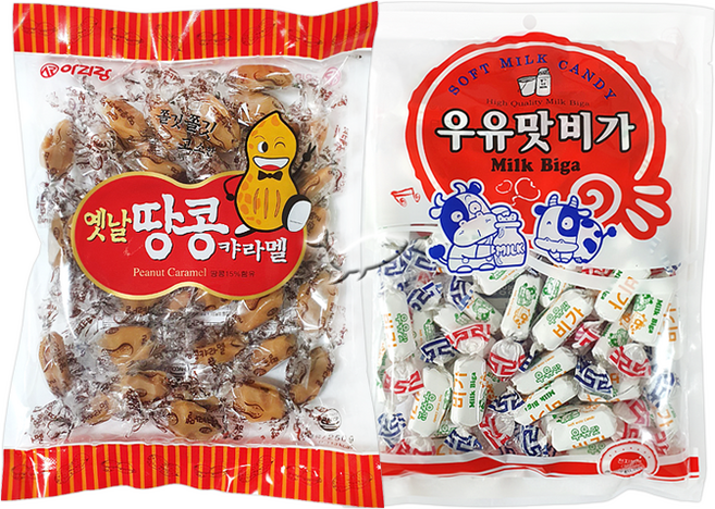 아리랑 옛날땅콩카라멜1개+우유맛비가1개 총2개, 단품