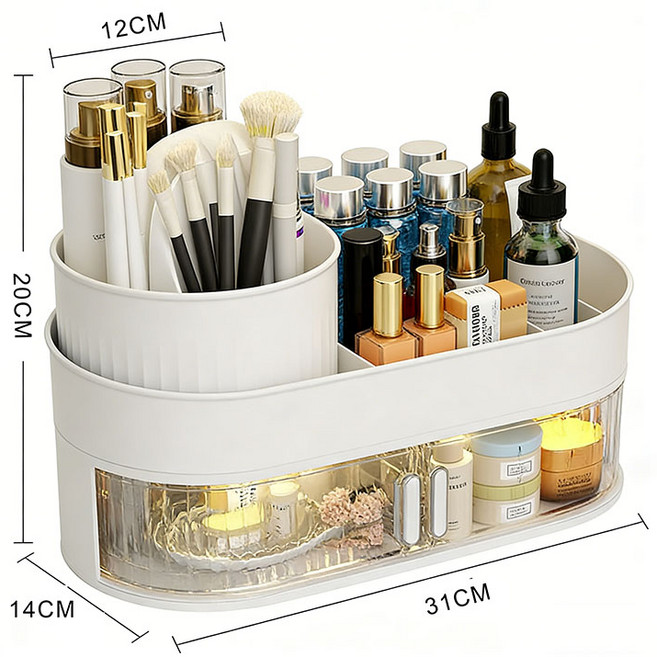 MBH 먼지방지 서랍식 다용도 대용량 메이크업 정리대 화장품 정리함 YHY, 화이트, 1개