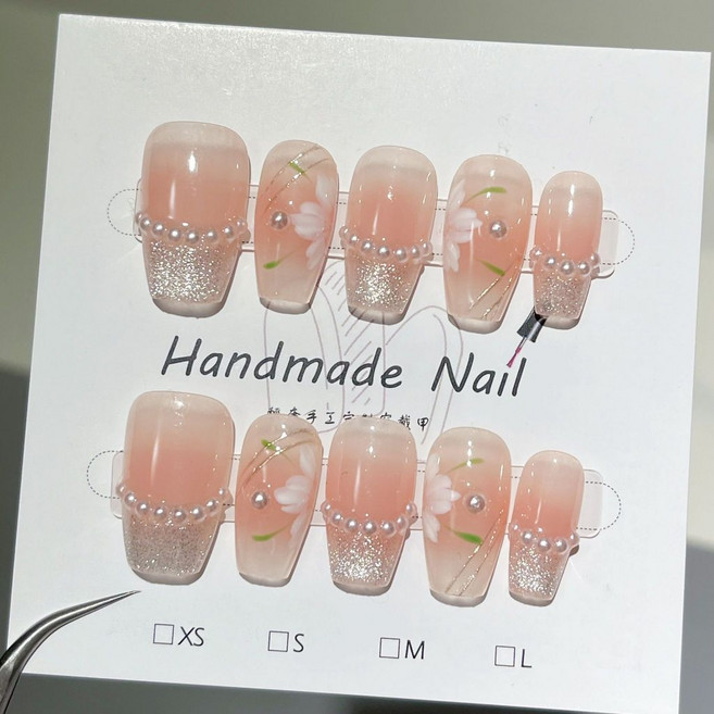 純手工指甲穿戴甲 含五配件 非機器甲 指甲貼片 H5 S碼長約2公分, 1個, H079-中T-S碼長約2公分