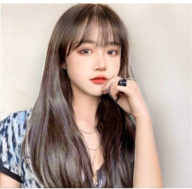 앤시오 긴머리 여성 가발 통가발 + 가발망 포함, 1개, 애쉬브라운