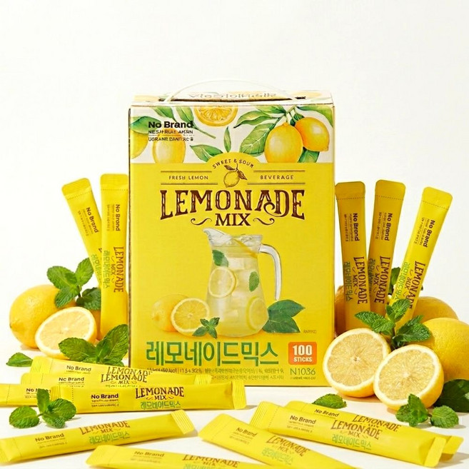 노브랜드 레모네이드믹스 1500g (15g x 100포) x 2개 총 200포, 15g, 100개입
