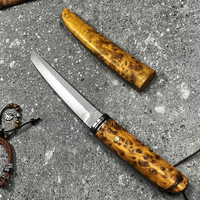 고급형 K513 미니 카타나 나이프 캠핑 고급 칼 일본도, 1개, 나무색