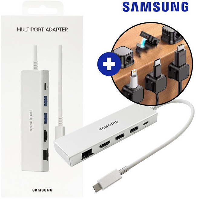 삼성 정품 5in1 USB허브 C타입 멀티포트 2022 EE-P5400USEGKR + 케이블홀더6개, 1개, 실버+(케이블홀더6개)