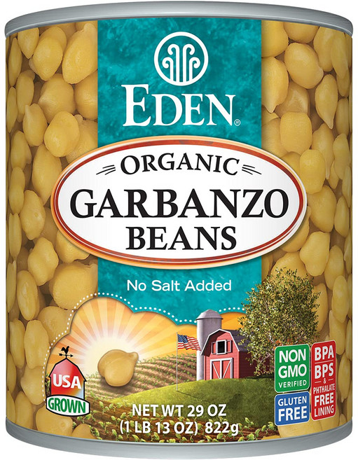 에덴 유기농 병아리콩 822g 캔 무염 비 GMO Eden Organic Garbanzo Beans 29 oz Can No Salt Non-GMO Gluten F, 1개