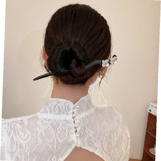 한복 비녀 꽃 장식 뒤꽂이 올림머리 쪽머리 웨딩 전통 헤어핀 우아한, 1개, 꽃비녀 라지