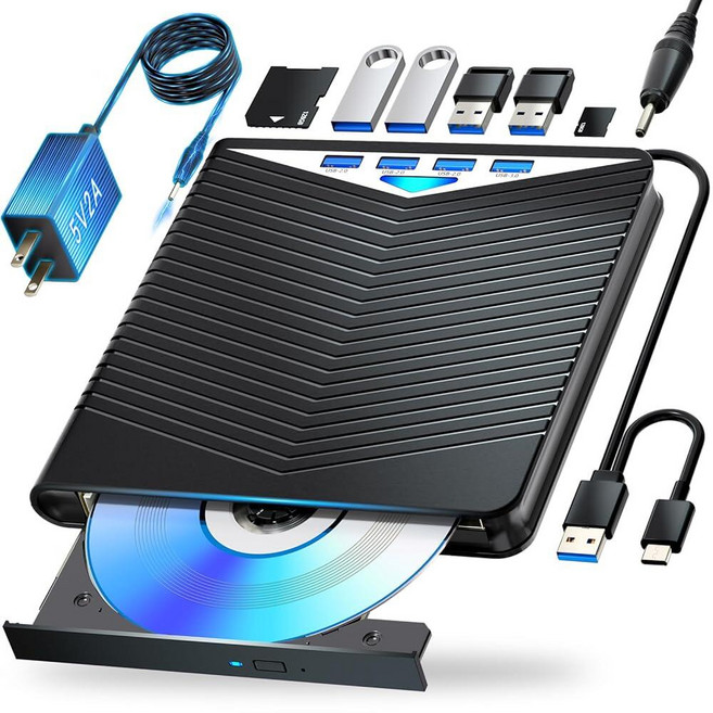 Dainty 7-in-1외장 블루레이 드라이브 읽기/쓰기 블루레이 버너 USB 3.0 및 Type-C 포함 /윈도우 7-11 맥 OS 호환 BD/DVD/CD 드라이브 윈, Dainty 7-in-1외장 블루레이 드라이브 읽기/쓰