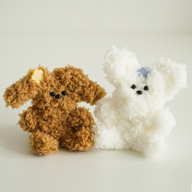 디어플레이스 뽀글이 모루인형 키링 만들기 DIY 키트 2종 세트, 초코&크림, 1세트