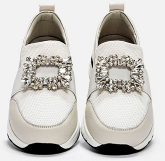 스퀘어 비즈 키높이 스니커즈 4cm