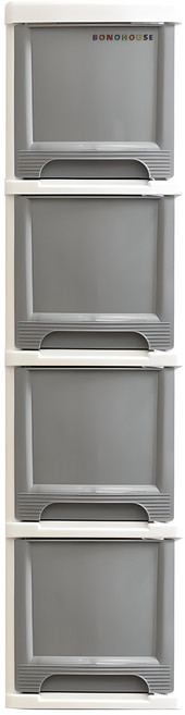보노하우스 국내 제조 모던 슬림 틈새 서랍장, 그레이, 4단