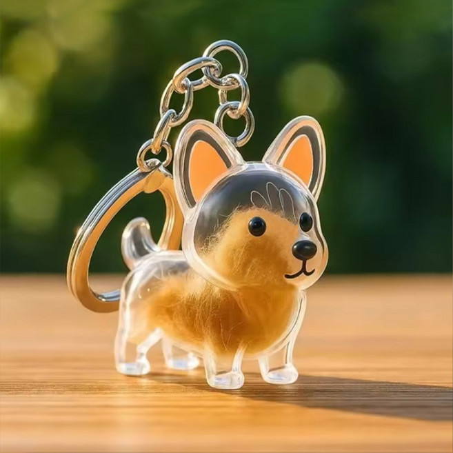 위즈멍스 반려견 털보관 키링 펫 열쇠고리 인형, 2개, 웰시코기