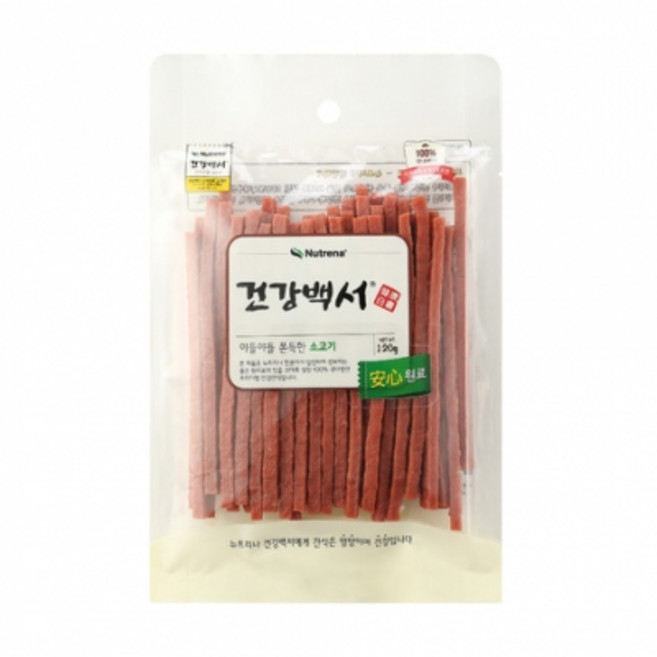 건강백서 야들야들 쫀득한 스틱형 애견간식, 소고기, 120g, 1개