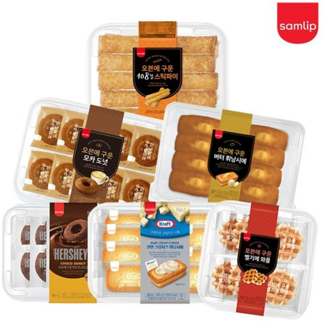 삼립 오븐에구운시리즈 6종 2팩 도넛/휘낭시에/스틱파이택, 330g