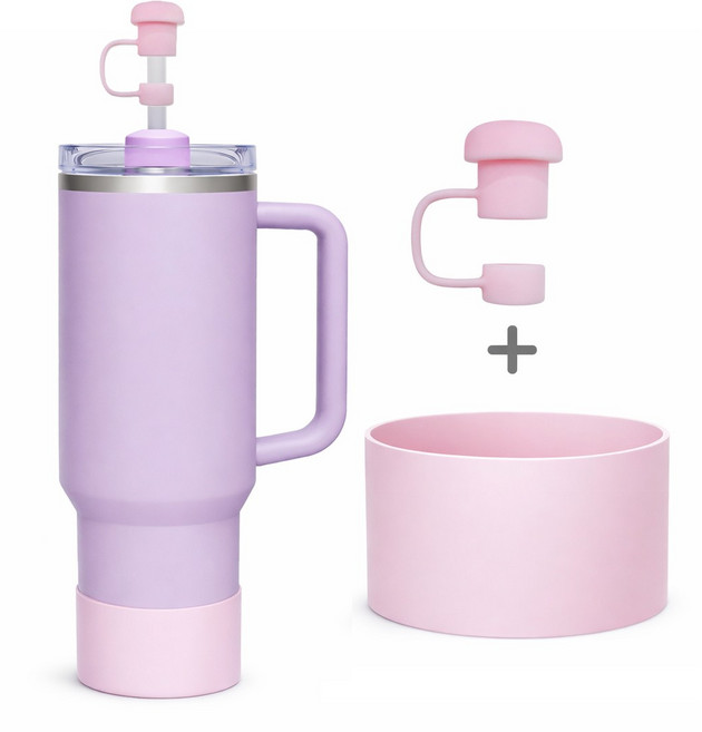 DQmall 텀블러 바닥커버+빨대마개 1+1 세트, 1개, 딸기우유